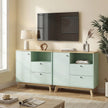 HOMCOM Sideboard Storage Cabinet, 80 cm Buffet Cabinet with 2 Drawers, Open Compartment, Adjustable Shelf, Light Green – view 9