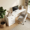 HOMCOM L Shaped Computer Desk with 3 Drawers, 163 x 39 cm Corner Desk, Thick Tabletop, Office Table, White Wood Effect – view 10