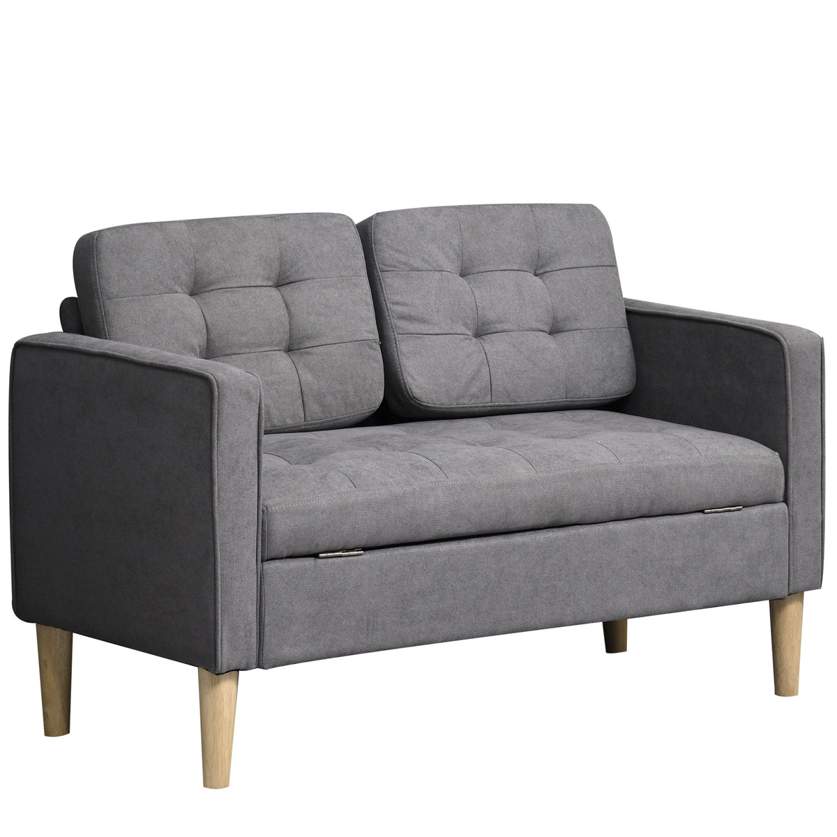 117 cm 2-Seater Storage Sofa with Hidden Compartment – Grey