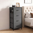 HOMCOM Chest of Drawers, Dresser with 4 Fabric Drawers, 4 Pockets, 2 Hooks and Steel Frame, Storage Unit, Grey – view 2