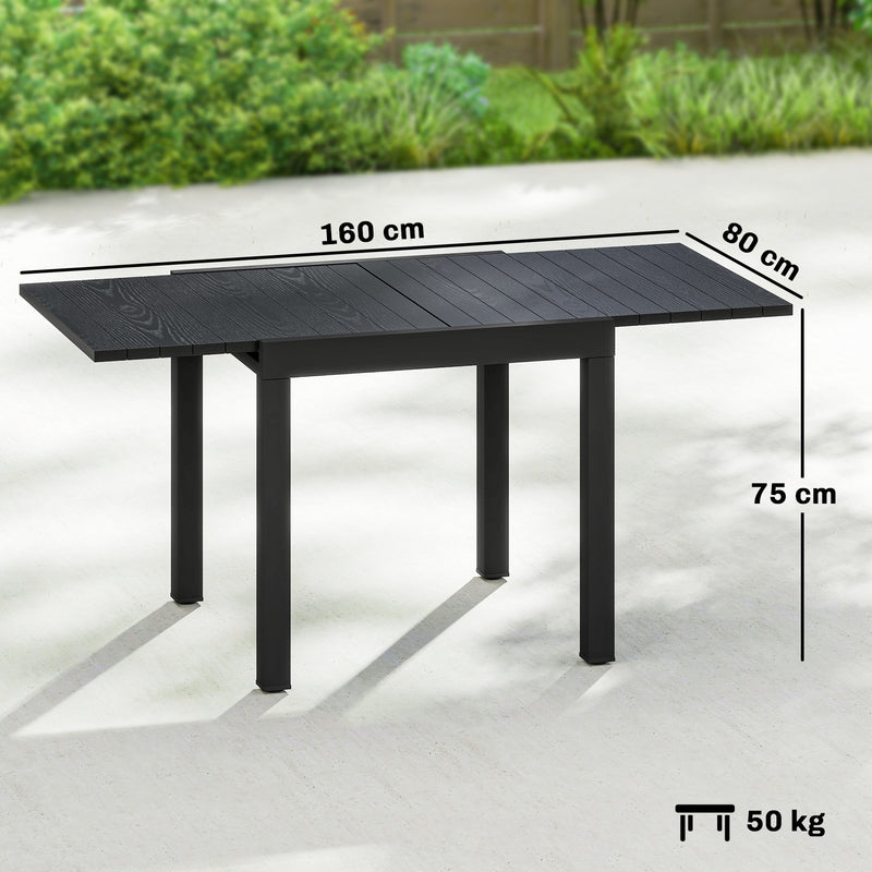 Extending aluminium garden table black – image 3