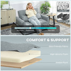 2 Seater Sofa Bed, 3-in-1 Convertible Sleeper Sofa with Click-clack Adjustable Backrest and 2 Pillows, Grey