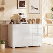 HOMCOM Sideboard, Modern Storage Cabinet with 2 Drawers, 3 Doors and Adjustable Shelves, High Gloss White – view 8