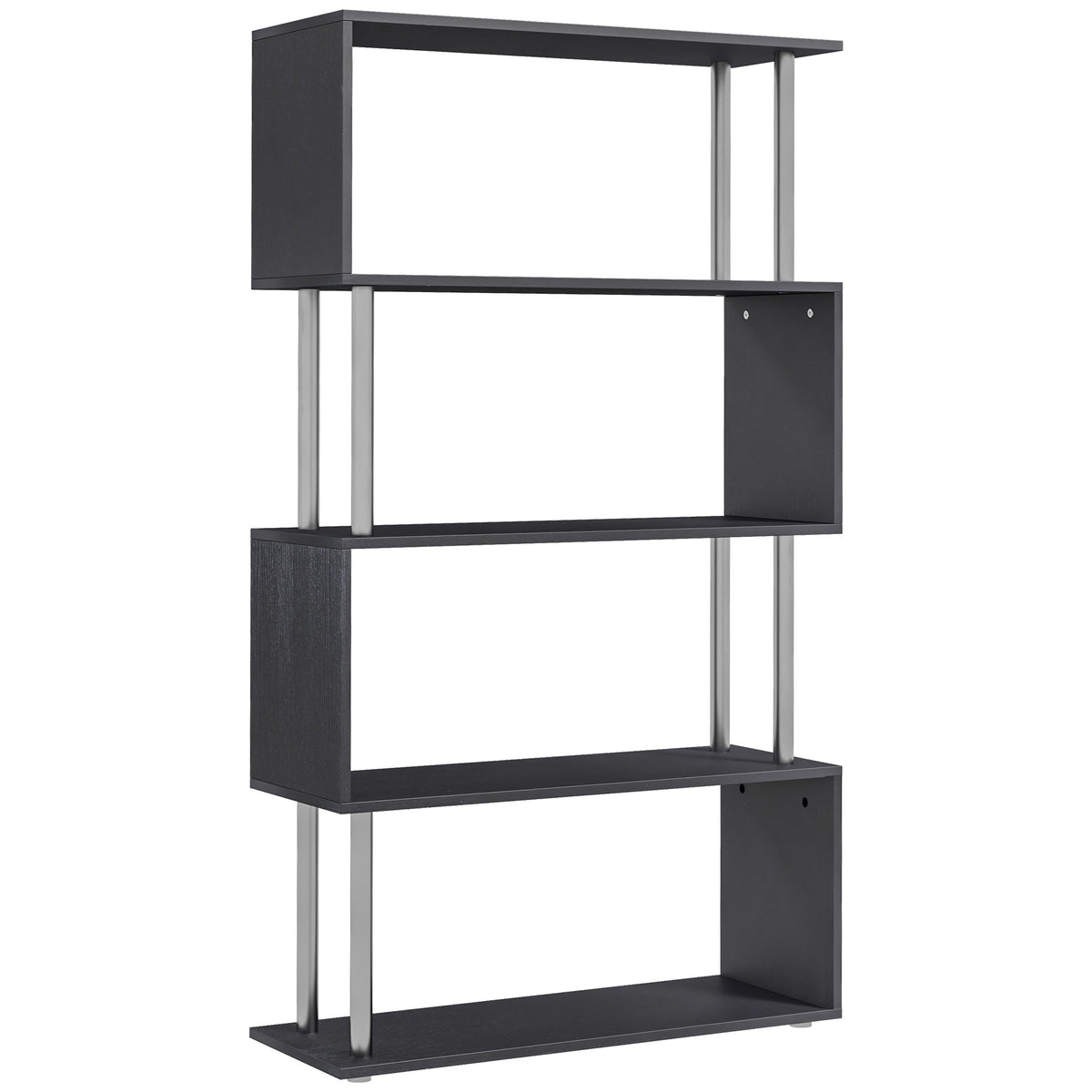 145 cm S-Shaped 5-Tier Bookcase – Black