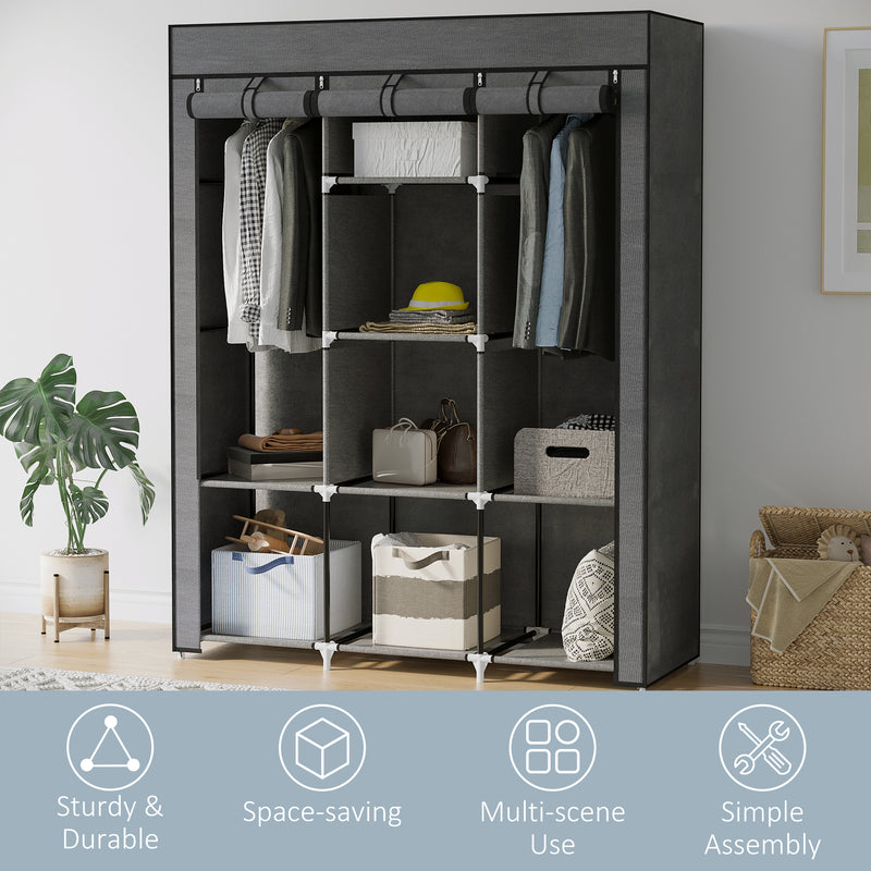 125 cm dark grey fabric wardrobe – image 6