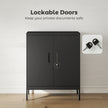 HOMCOM Metal Storage Cabinet with Lock and Adjustable Shelves - Black – view 5