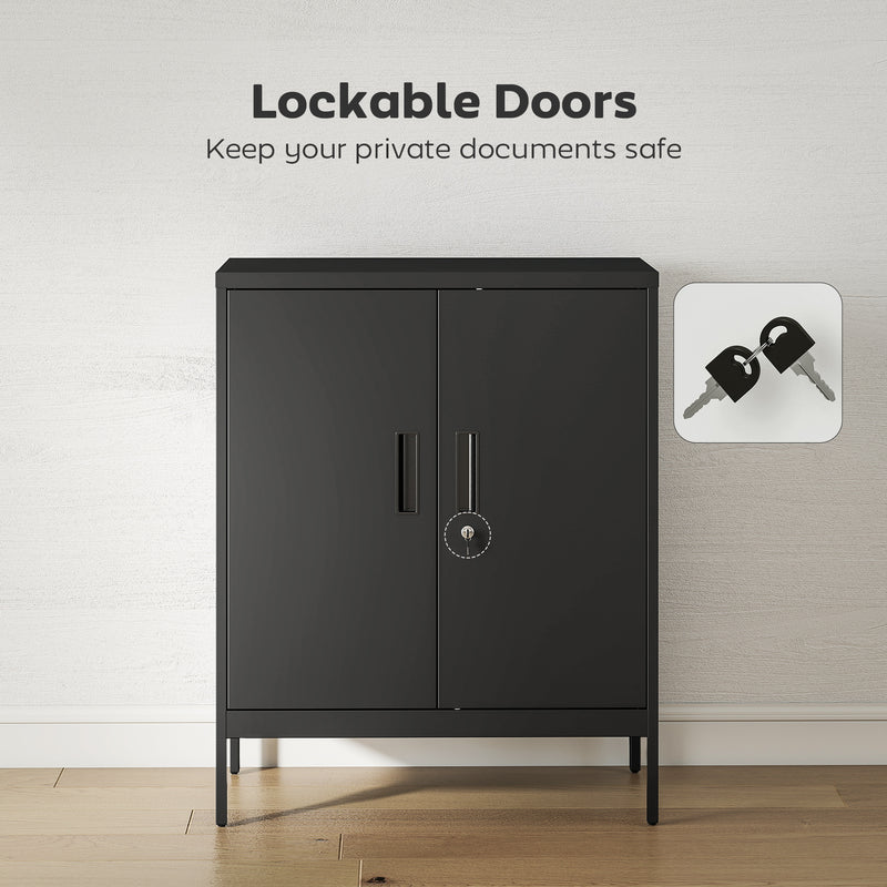 HOMCOM Metal Storage Cabinet with Lock and Adjustable Shelves - Black – view 5