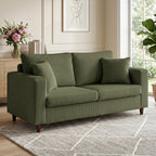 Loveseat Sofa with Wide Seat, Corduroy 2 Seater Couch with Deep Seat, Spring Cushion, Green