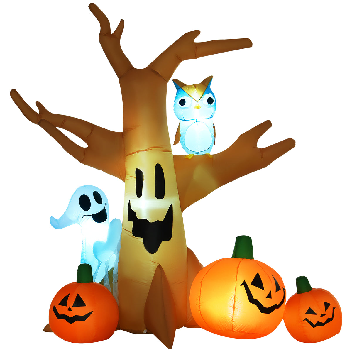 240cm Inflatable Halloween Tree with Ghost, Pumpkins & Owl – image 1 of 9