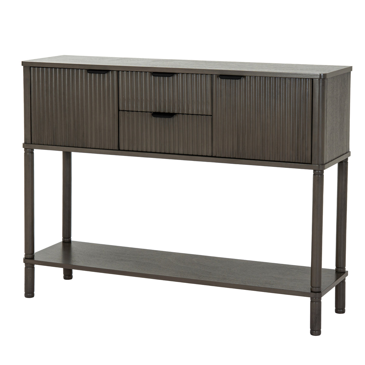 Reed fluted console table, angled view
