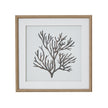 Reef coral art in a beaded wood-tone frame, front view