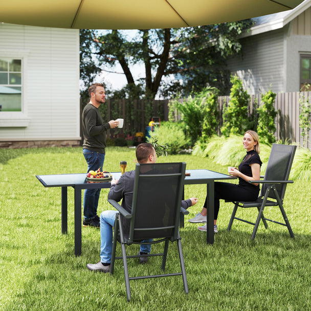 Outsunny Set of 2 Folding Garden Chairs, Aluminium Frame Outdoor Dining Chairs with Breathable Mesh Back and Seat – view 2