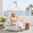 Outsunny Garden Outdoor Hanging Hammock Chair Thick Rope Frame Wooden Arms Safe Garden Outdoor Spot Stylish – view 8
