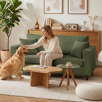 Loveseat Sofa with Wide Seat, Corduroy 2 Seater Couch with Deep Seat, Spring Cushion, Green