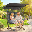 Outsunny Double Hanging Egg Chair with Canopy, Rattan Garden Egg Swing Chair with Cushion, Stand for Indoor Outdoor – view 9