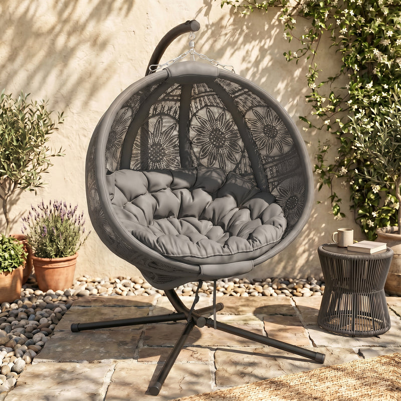Charcoal round egg chair – image 2