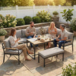 Outsunny 7 Seater Garden Furniture Set, Metal Garden Sofa Set with Cushions, Outdoor Furniture Conversation Sets, Light – view 2