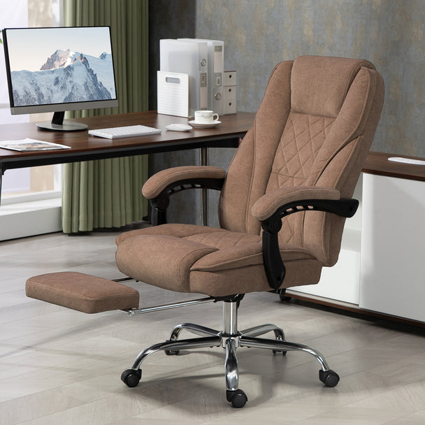 Vinsetto Massage Office Chair, Heated Reclining Computer Chair with Adjustable Height and Footrest, Brown – view 2