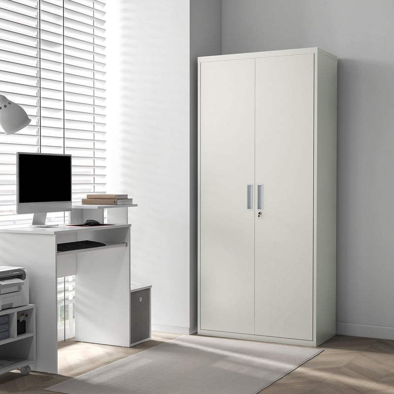 White lockable steel office cabinet – image 10