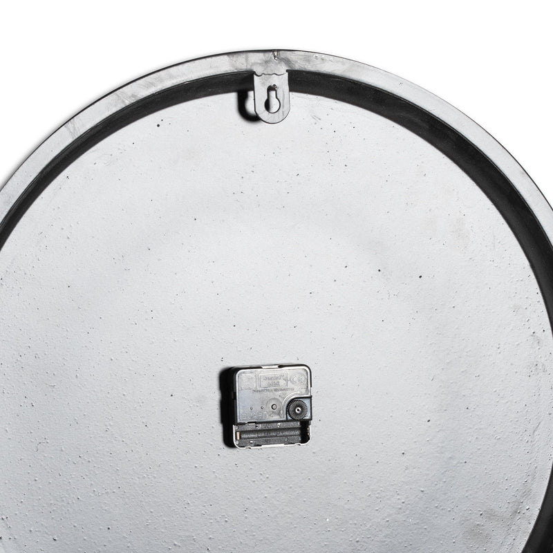 Back of the clock showing the movement and hanging point