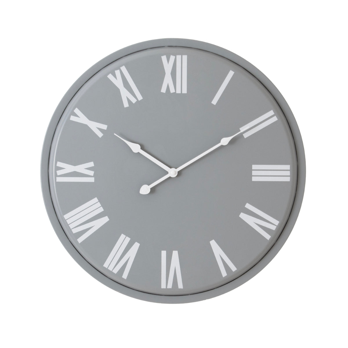 Rothay grey metal wall clock with white Roman numerals