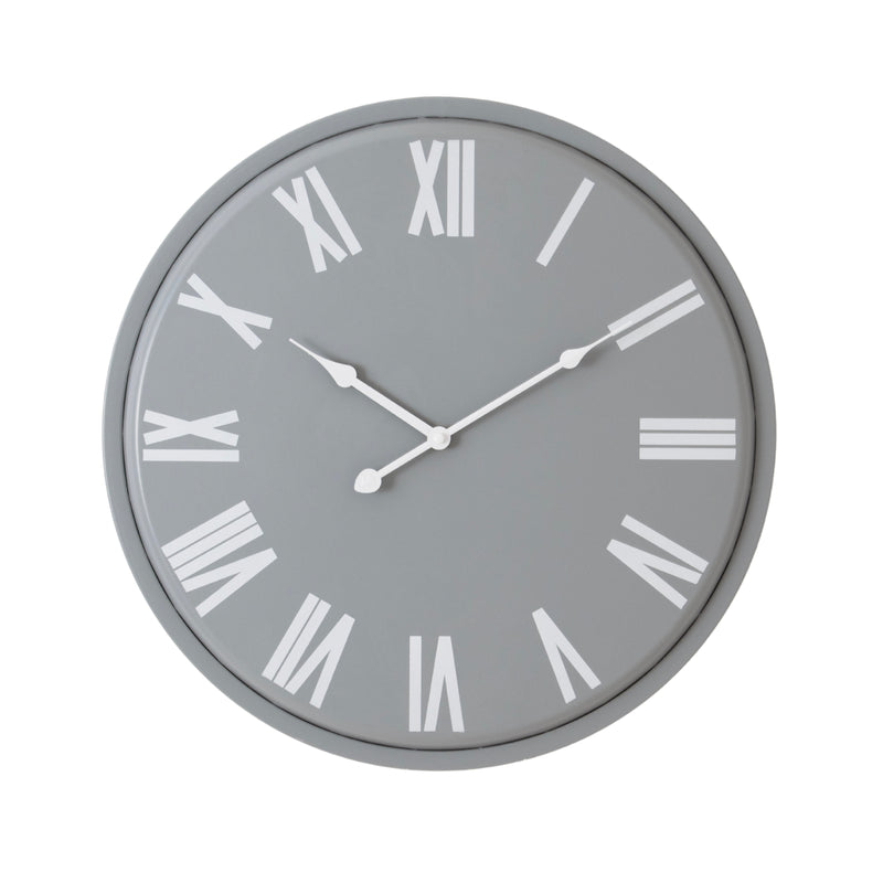 Rothay grey metal wall clock with white Roman numerals