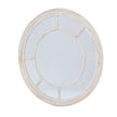 Round window mirror shown from an angle