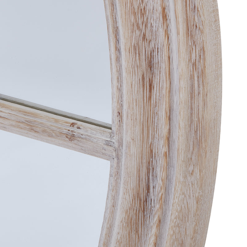 Close-up of the weathered wood frame edge