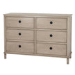 Rowan six-drawer wooden chest in greige on white