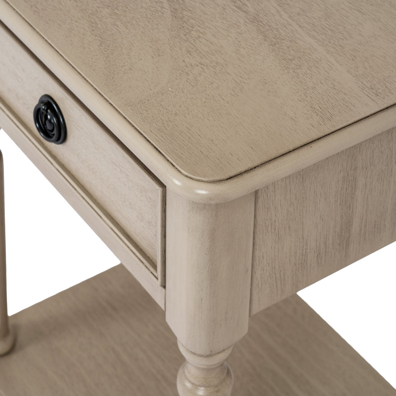 close-up of the rounded top edge and drawer