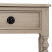 close-up of the drawer front and black handle