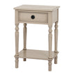 Rowan pale stone side table with drawer and shelf