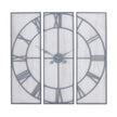 Roza three-panel grey metal and whitewashed wood wall clock
