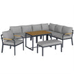 Outsunny 7 Seater Garden Furniture Set, Metal Garden Sofa Set with Cushions, Outdoor Furniture Conversation Sets, Light