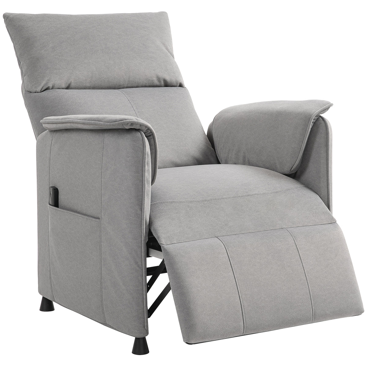 160° Power Recliner with Memory & Side Pockets – Grey