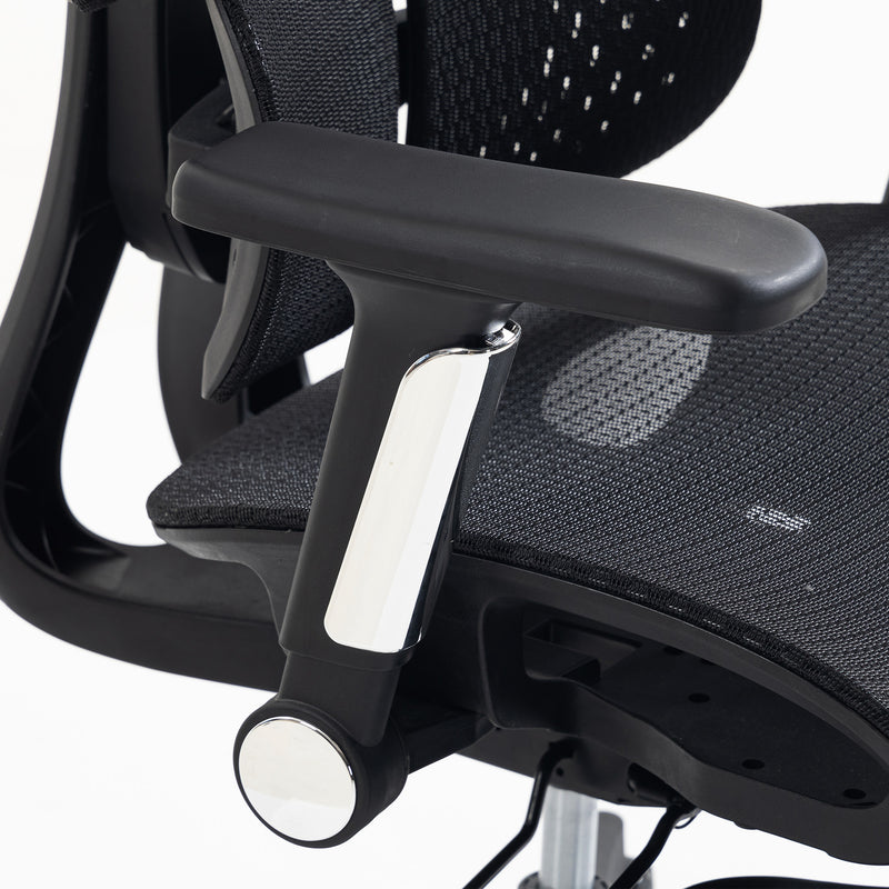 HOMCOM Ergonomic Office Chair with Lumbar Support, Mesh Reclining Desk Chair with Footrest, Adjustable High Back, Black – view 10