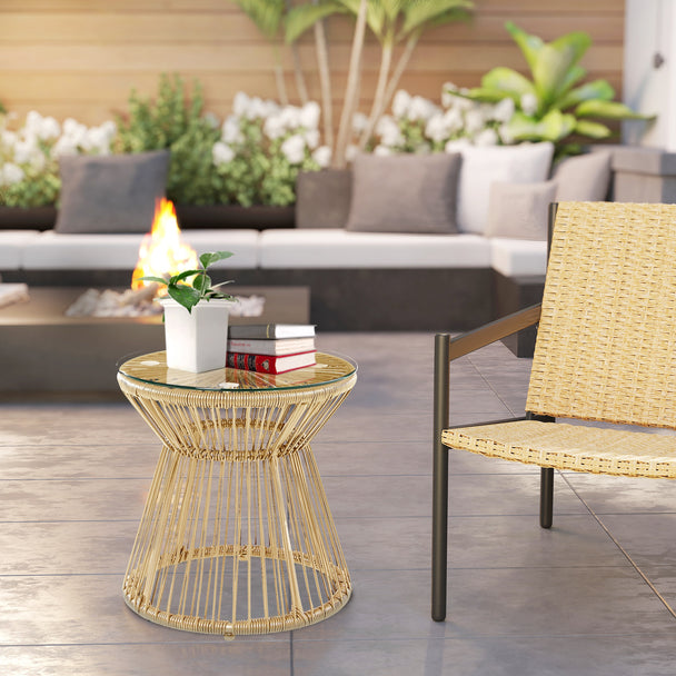 Rattan drum side table – image 2