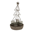 Rustic bronze wire Christmas tree with four glass votives