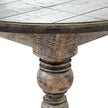 Close-up of the turned leg and planked top