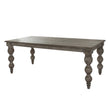 Rutland 200cm wooden dining table with turned legs, angled view