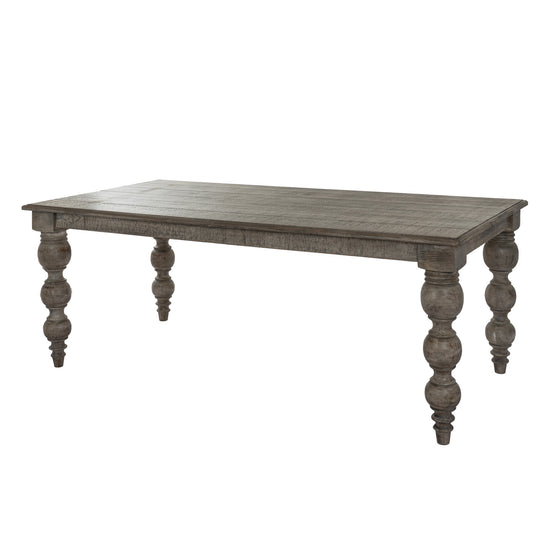 Rutland 200cm wooden dining table with turned legs, angled view
