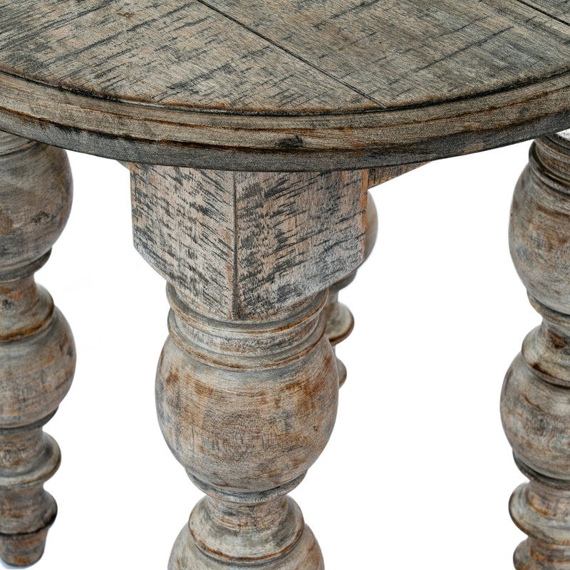 close-up of the turned legs and top edge
