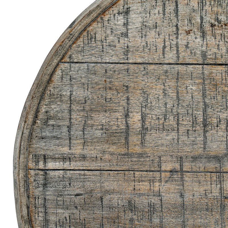close-up of the weathered planked top