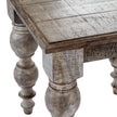close-up of the turned legs and planked top