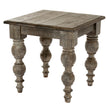Rutland weathered wood square side table with turned legs