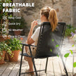 Outsunny Folding Garden Chairs Set of 2, Outdoor Dining Chairs with Wide Texteline Seat, High Back and Armrests, Black – view 6