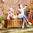 Outsunny Wood Storage Bench for Patio Furniture, Outdoor Garden Seating Tools, Brown – view 8