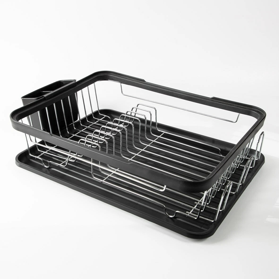 Dish Drainer Rack with Drip Tray and Cutlery Holder