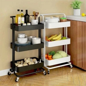 Rolling Kitchen Trolley Cart with 3 Storage Shelves