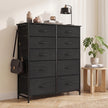 HOMCOM Chest of Drawers, Dresser with 10 Fabric Drawers, Tall Storage Unit with 4 Pockets and 2 Hooks Steel Frame, Black – view 2